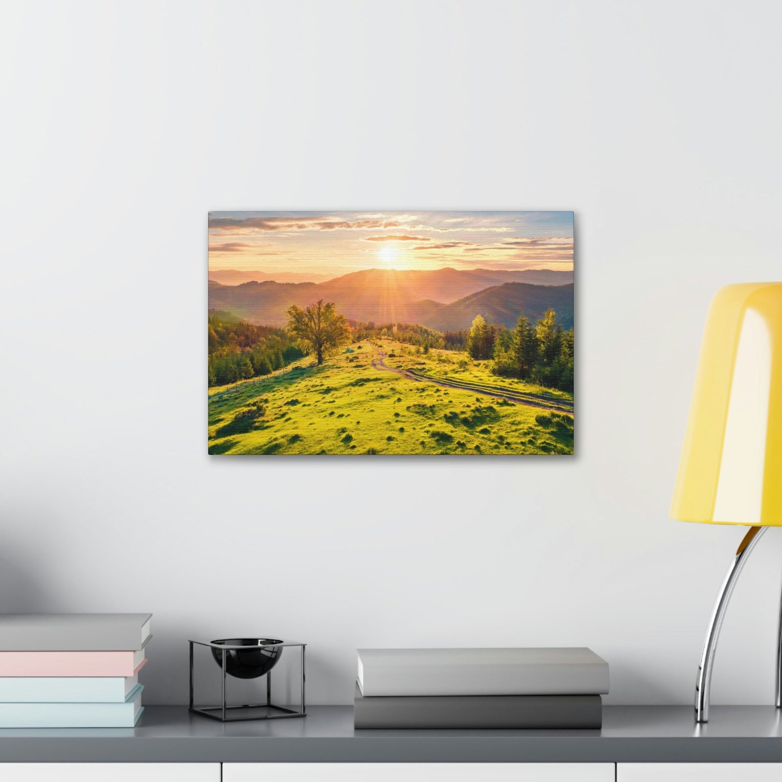 Sunrise Mountain Valley Scene Beautiful Fabulous Summer Beauty Nature Scene Carpathian Mountains Wall Art Ready to Hang Unframed-Express Your Love Gifts