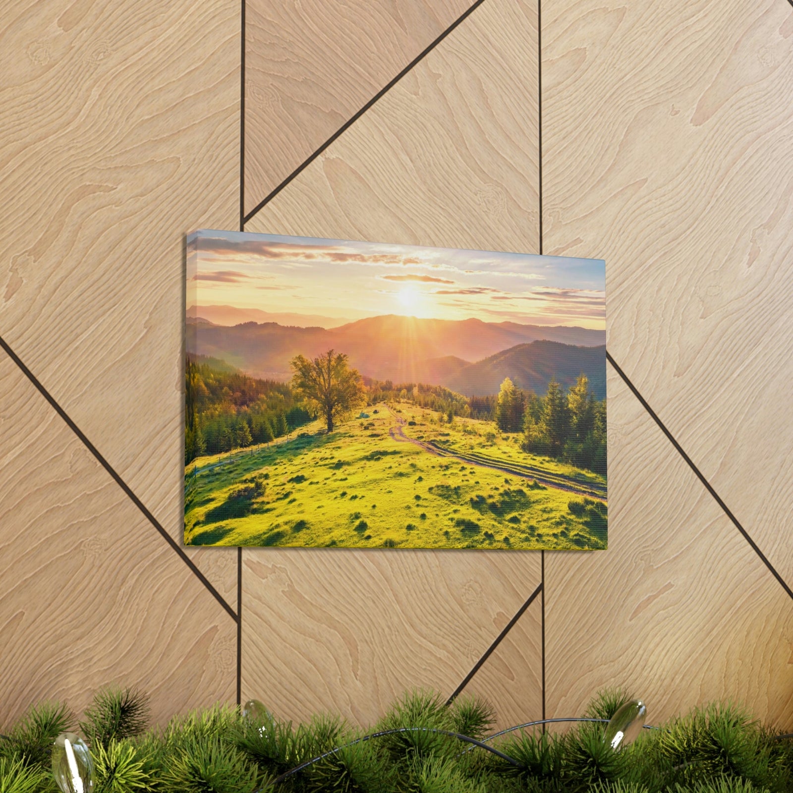 Sunrise Mountain Valley Scene Beautiful Fabulous Summer Beauty Nature Scene Carpathian Mountains Wall Art Ready to Hang Unframed-Express Your Love Gifts