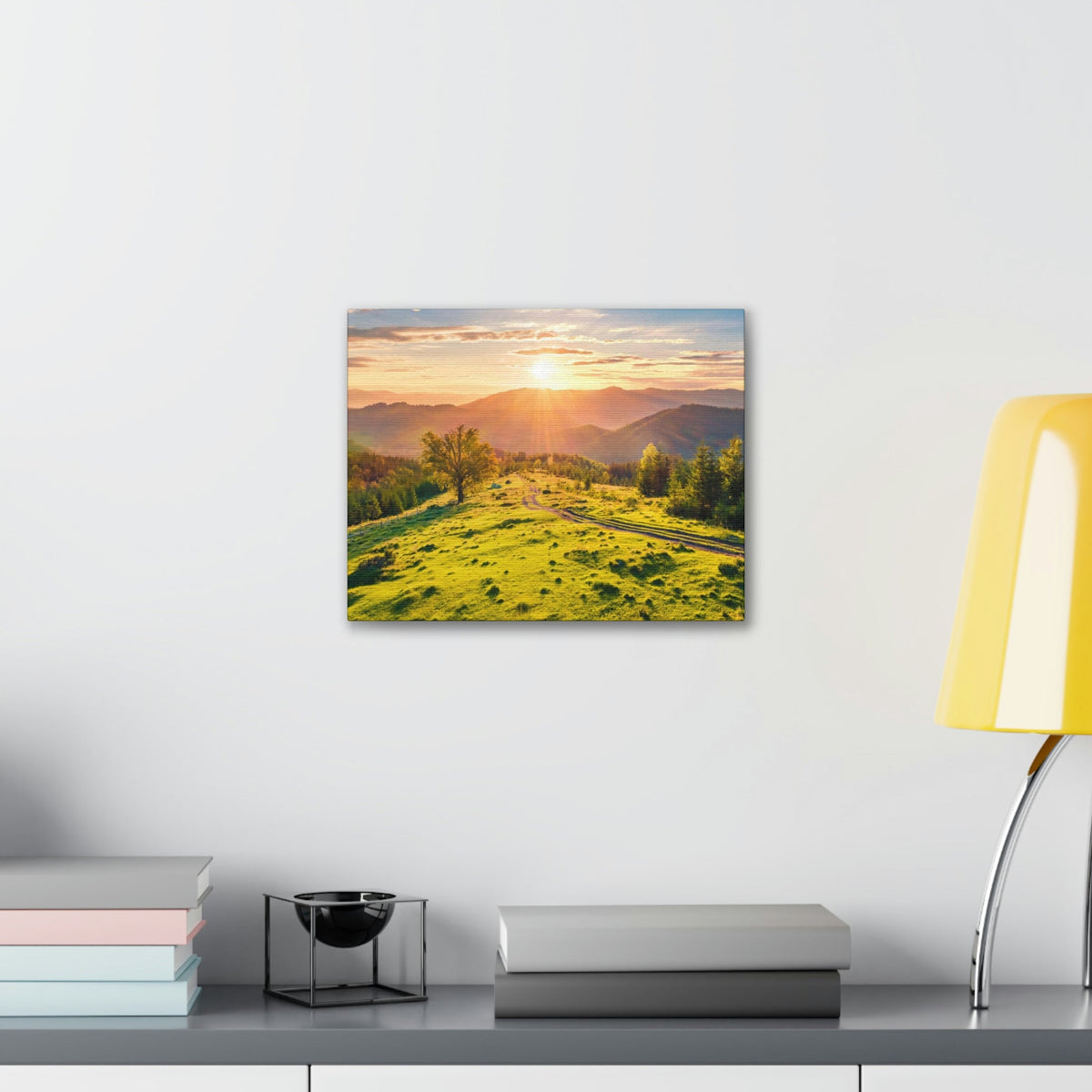 Sunrise Mountain Valley Scene Beautiful Fabulous Summer Beauty Nature Scene Carpathian Mountains Wall Art Ready to Hang Unframed-Express Your Love Gifts
