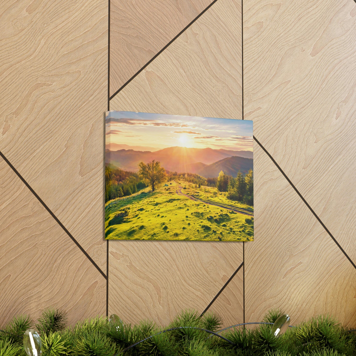 Sunrise Mountain Valley Scene Beautiful Fabulous Summer Beauty Nature Scene Carpathian Mountains Wall Art Ready to Hang Unframed-Express Your Love Gifts