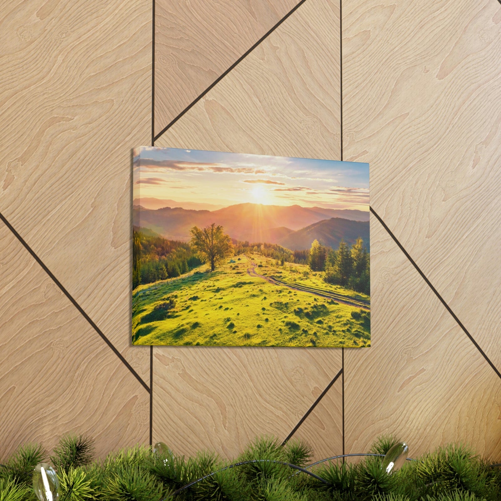 Sunrise Mountain Valley Scene Beautiful Fabulous Summer Beauty Nature Scene Carpathian Mountains Wall Art Ready to Hang Unframed-Express Your Love Gifts