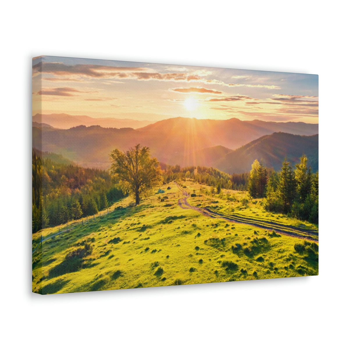 Sunrise Mountain Valley Scene Beautiful Fabulous Summer Beauty Nature Scene Carpathian Mountains Wall Art Ready to Hang Unframed-Express Your Love Gifts