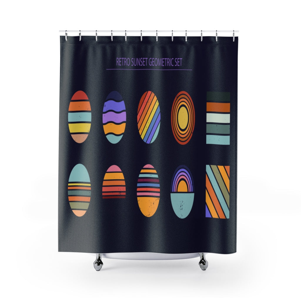 Sunset Geometric Shapes Stylish Design 71" x 74" Elegant Waterproof Shower Curtain for a Spa-like Bathroom Paradise Exceptional Craftsmanship-Express Your Love Gifts