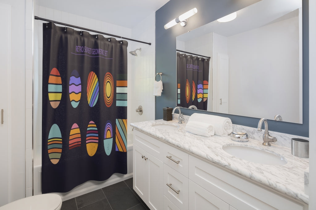 Sunset Geometric Shapes Stylish Design 71" x 74" Elegant Waterproof Shower Curtain for a Spa-like Bathroom Paradise Exceptional Craftsmanship-Express Your Love Gifts