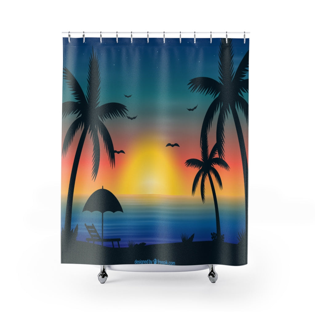 Sunset Plam Trees Stylish Design 71" x 74" Elegant Waterproof Shower Curtain for a Spa-like Bathroom Paradise Exceptional Craftsmanship-Express Your Love Gifts
