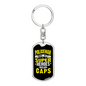 Super Heroes Wear Caps Keychain Stainless Steel or 18k Gold Dog Tag Keyring-Express Your Love Gifts