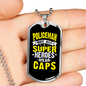 Super Heroes Wear Caps Necklace Stainless Steel or 18k Gold Dog Tag 24"-Express Your Love Gifts