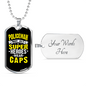 Super Heroes Wear Caps Necklace Stainless Steel or 18k Gold Dog Tag 24"-Express Your Love Gifts