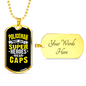 Super Heroes Wear Caps Necklace Stainless Steel or 18k Gold Dog Tag 24"-Express Your Love Gifts