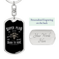 Super Plug Biker Keychain Stainless Steel or 18k Gold Dog Tag Keyring-Express Your Love Gifts