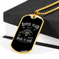 Super Plug Biker Necklace Stainless Steel or 18k Gold Dog Tag 24"-Express Your Love Gifts