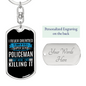 Super Sexy Policewoman Keychain Stainless Steel or 18k Gold Dog Tag Keyring-Express Your Love Gifts