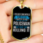 Super Sexy Policewoman Necklace Stainless Steel or 18k Gold Dog Tag 24"-Express Your Love Gifts