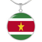 Suriname Flag Necklace Circle Pendant Stainless Steel or 18k Gold 18-22"-Express Your Love Gifts