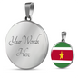 Suriname Flag Necklace Circle Pendant Stainless Steel or 18k Gold 18-22"-Express Your Love Gifts