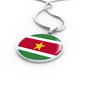 Suriname Flag Necklace Circle Pendant Stainless Steel or 18k Gold 18-22"-Express Your Love Gifts
