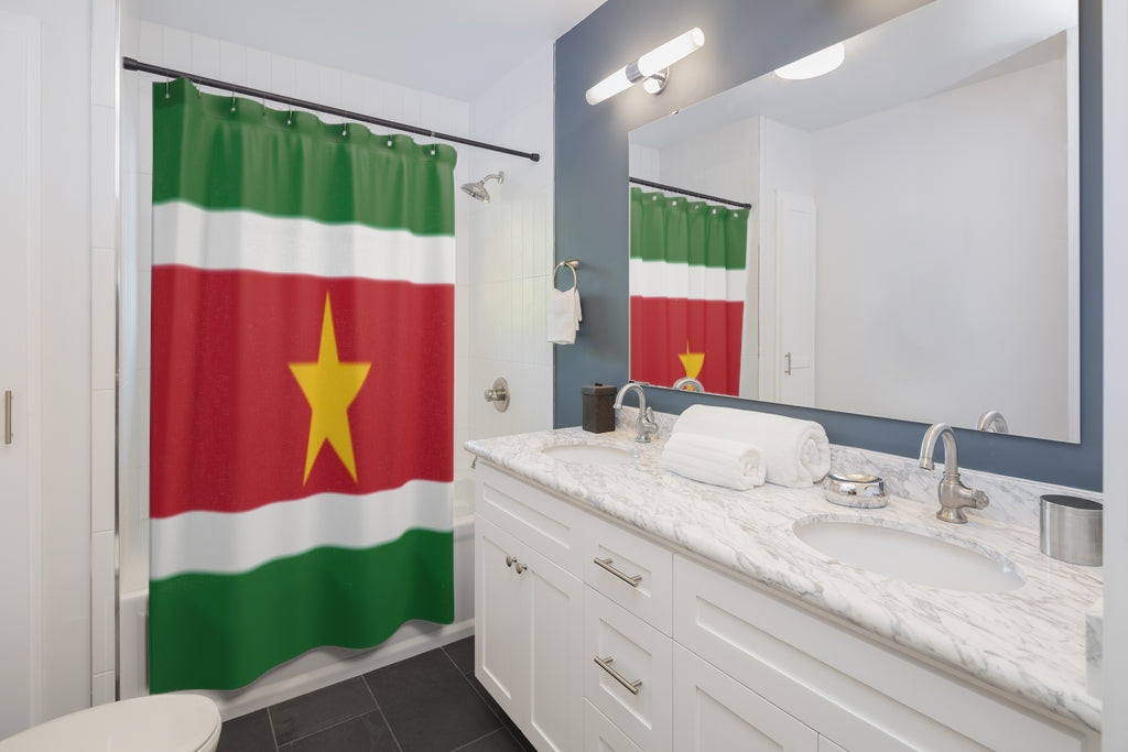 Suriname Flag Stylish Design 71" x 74" Elegant Waterproof Shower Curtain for a Spa-like Bathroom Paradise Exceptional Craftsmanship-Express Your Love Gifts