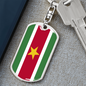 Suriname Flag Swivel Keychain Dog Tag Stainless Steel or 18k Gold-Express Your Love Gifts