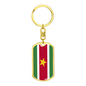 Suriname Flag Swivel Keychain Dog Tag Stainless Steel or 18k Gold-Express Your Love Gifts