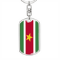 Suriname Flag Swivel Keychain Dog Tag Stainless Steel or 18k Gold-Express Your Love Gifts