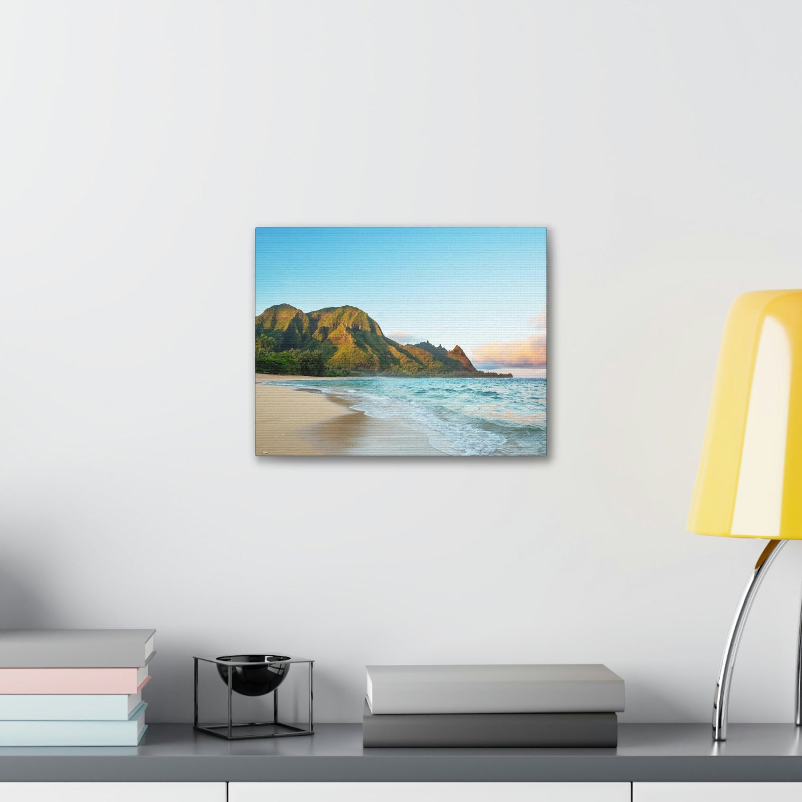 Surprising Big Mountain at the Beach Scene Beautiful Awesome and Relaxing Sea Beauty Nature Scene Green Mountains and Shore Wall Art Ready to Hang Unframed-Express Your Love Gifts