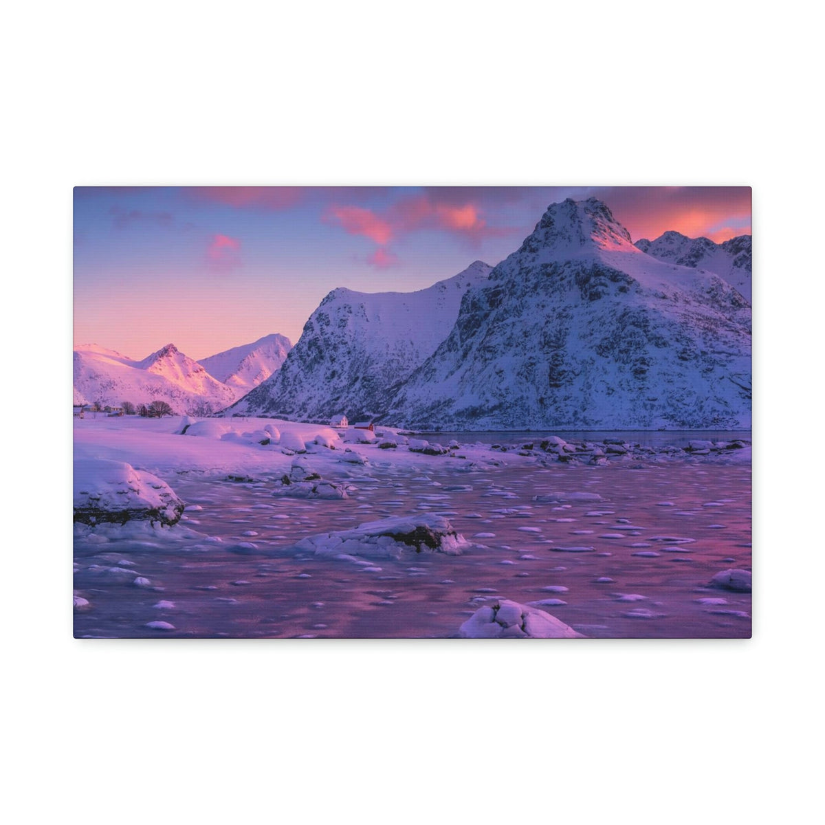 Surprising Sunset View on Snowy Mountain Scene Beautiful Charming and Spectcular Beauty Nature Scene Frozen Mountain Under Vivid Sunlight Wall Art Ready to Hang Unframed-Express Your Love Gifts