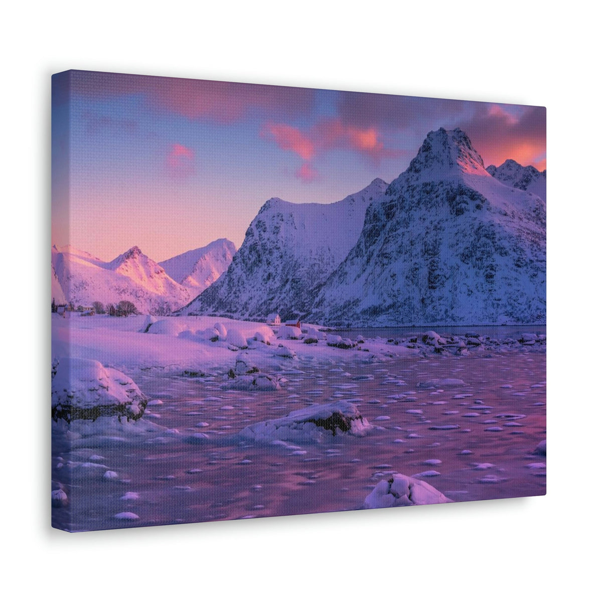 Surprising Sunset View on Snowy Mountain Scene Beautiful Charming and Spectcular Beauty Nature Scene Frozen Mountain Under Vivid Sunlight Wall Art Ready to Hang Unframed-Express Your Love Gifts