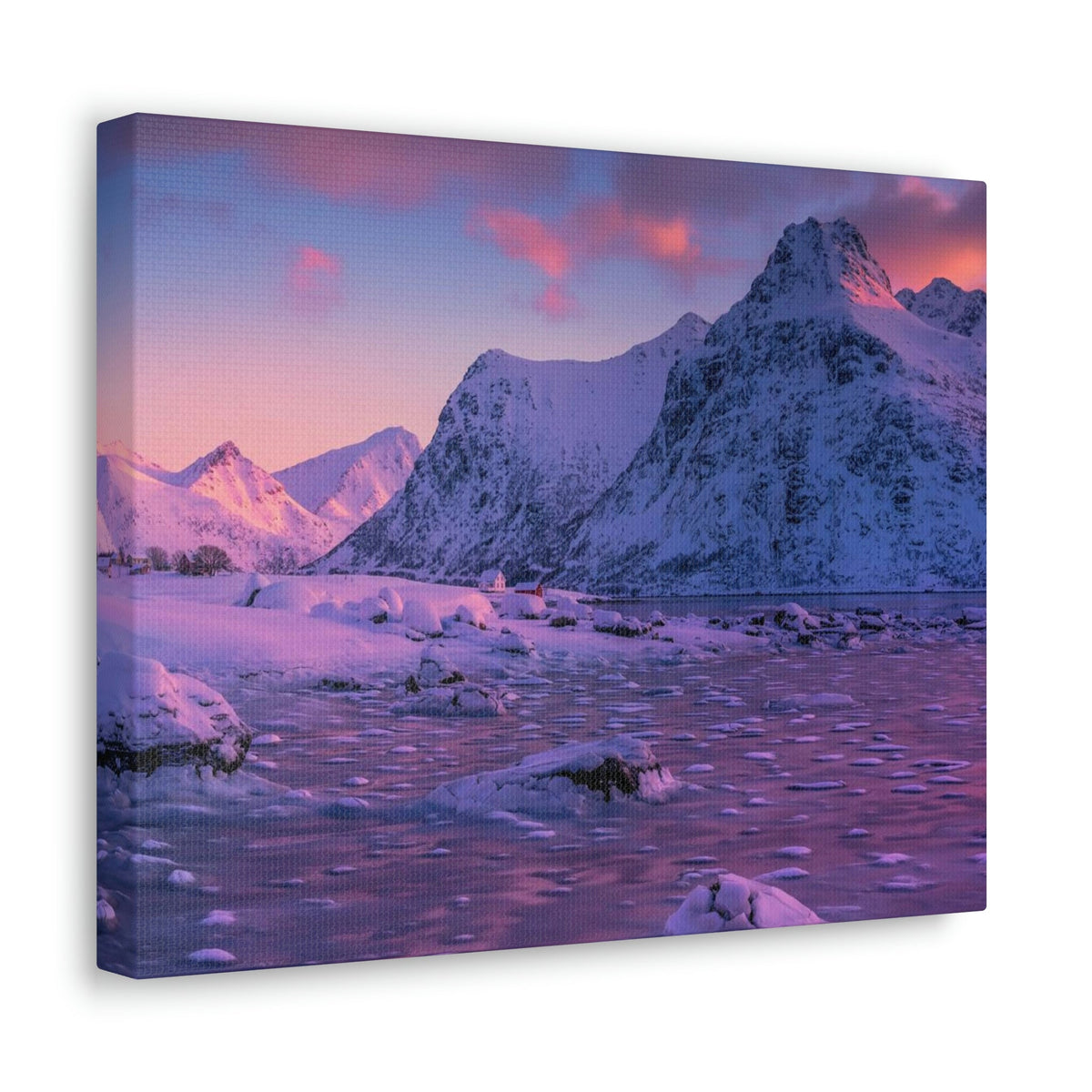 Surprising Sunset View on Snowy Mountain Scene Beautiful Charming and Spectcular Beauty Nature Scene Frozen Mountain Under Vivid Sunlight Wall Art Ready to Hang Unframed-Express Your Love Gifts