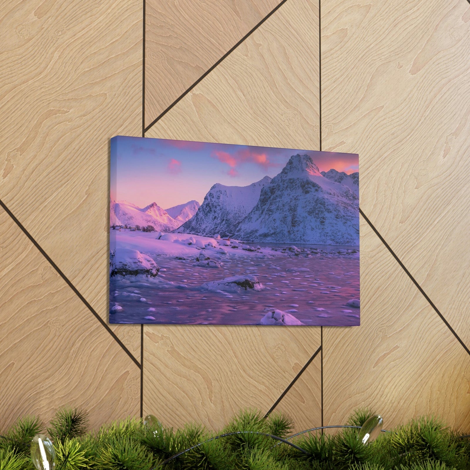 Surprising Sunset View on Snowy Mountain Scene Beautiful Charming and Spectcular Beauty Nature Scene Frozen Mountain Under Vivid Sunlight Wall Art Ready to Hang Unframed-Express Your Love Gifts
