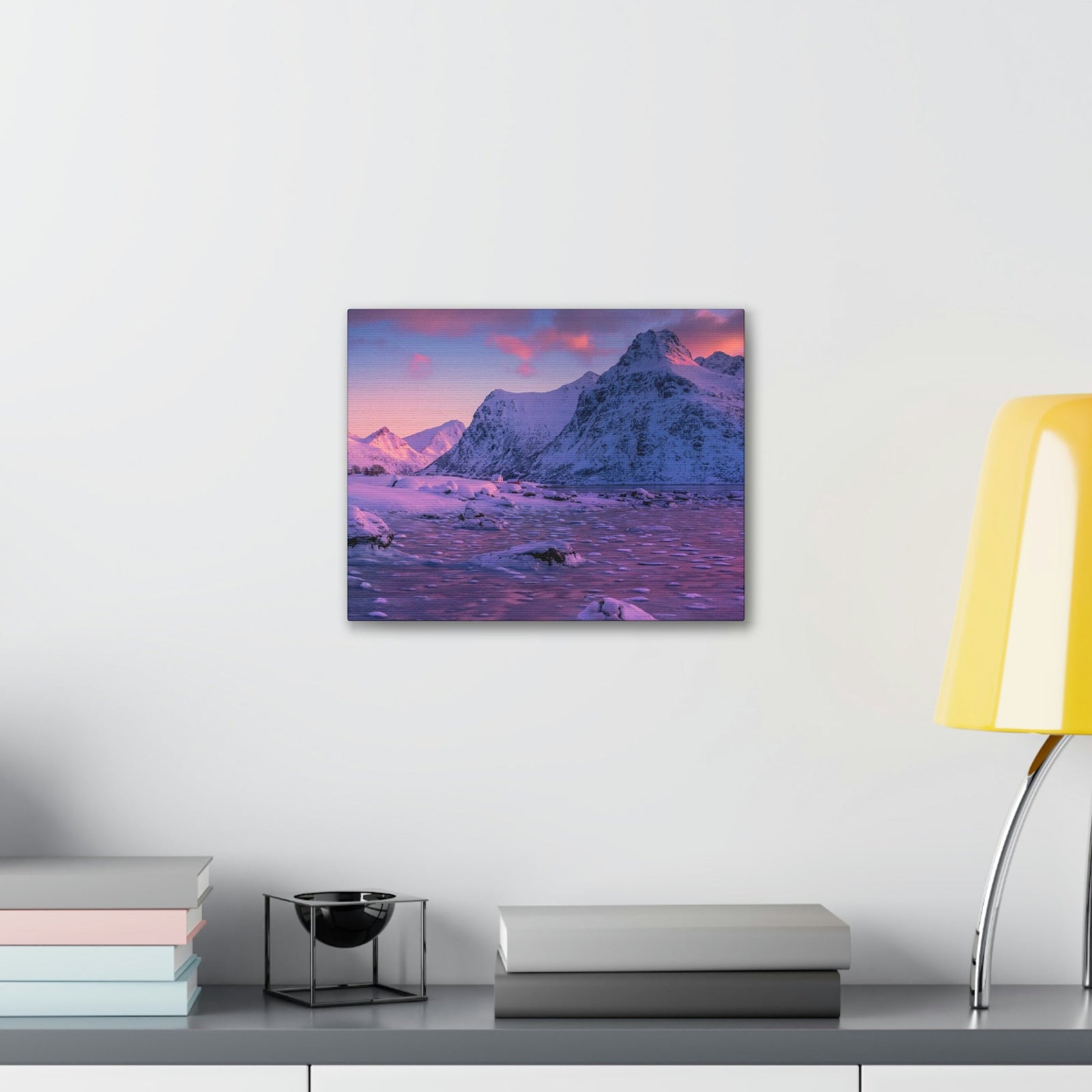 Surprising Sunset View on Snowy Mountain Scene Beautiful Charming and Spectcular Beauty Nature Scene Frozen Mountain Under Vivid Sunlight Wall Art Ready to Hang Unframed-Express Your Love Gifts
