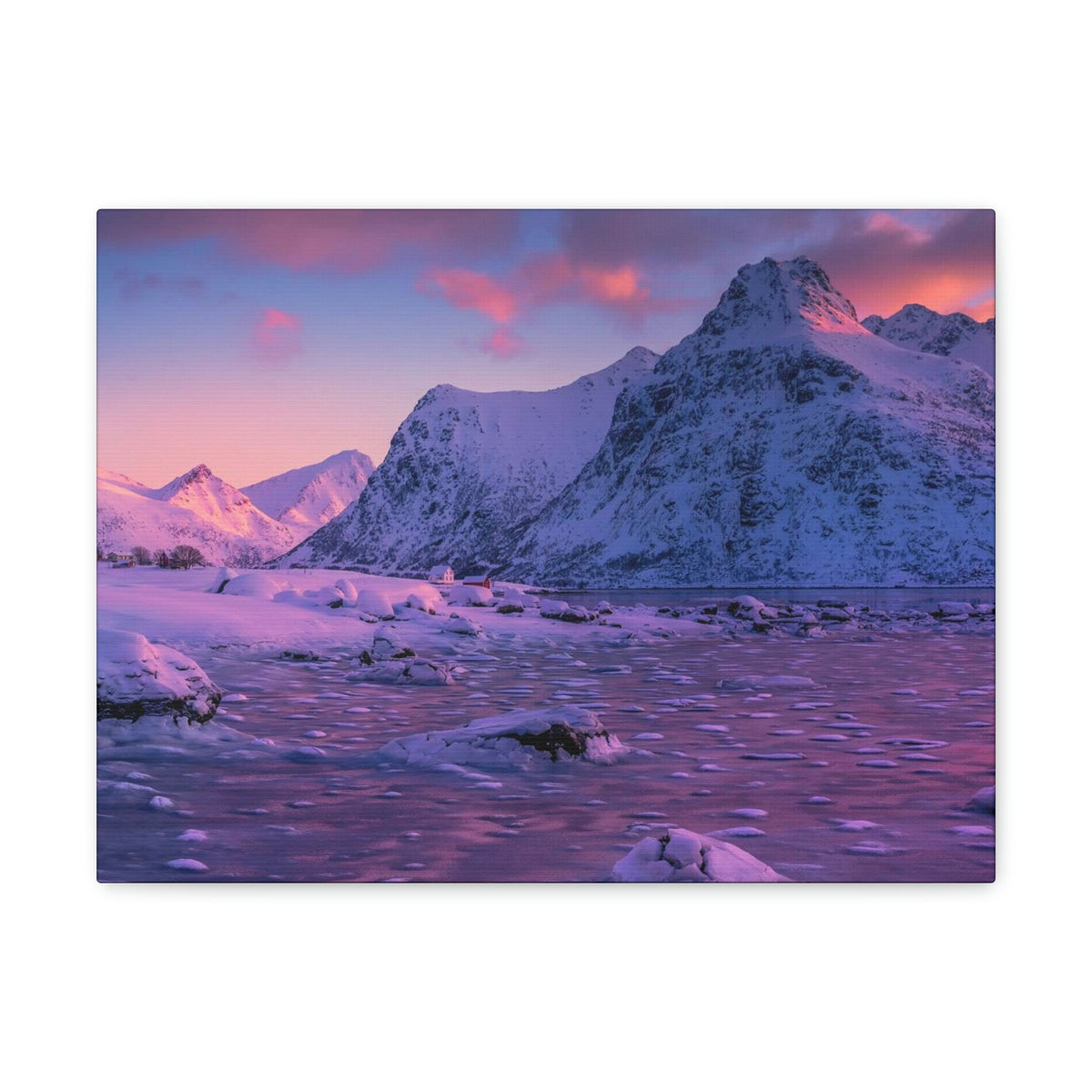 Surprising Sunset View on Snowy Mountain Scene Beautiful Charming and Spectcular Beauty Nature Scene Frozen Mountain Under Vivid Sunlight Wall Art Ready to Hang Unframed-Express Your Love Gifts