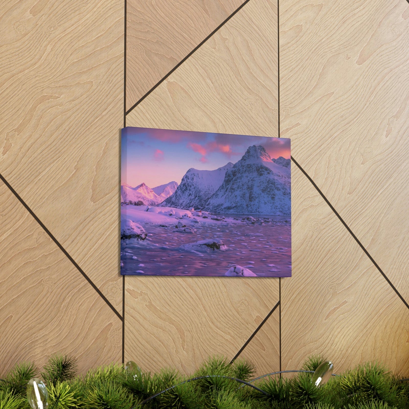 Surprising Sunset View on Snowy Mountain Scene Beautiful Charming and Spectcular Beauty Nature Scene Frozen Mountain Under Vivid Sunlight Wall Art Ready to Hang Unframed-Express Your Love Gifts