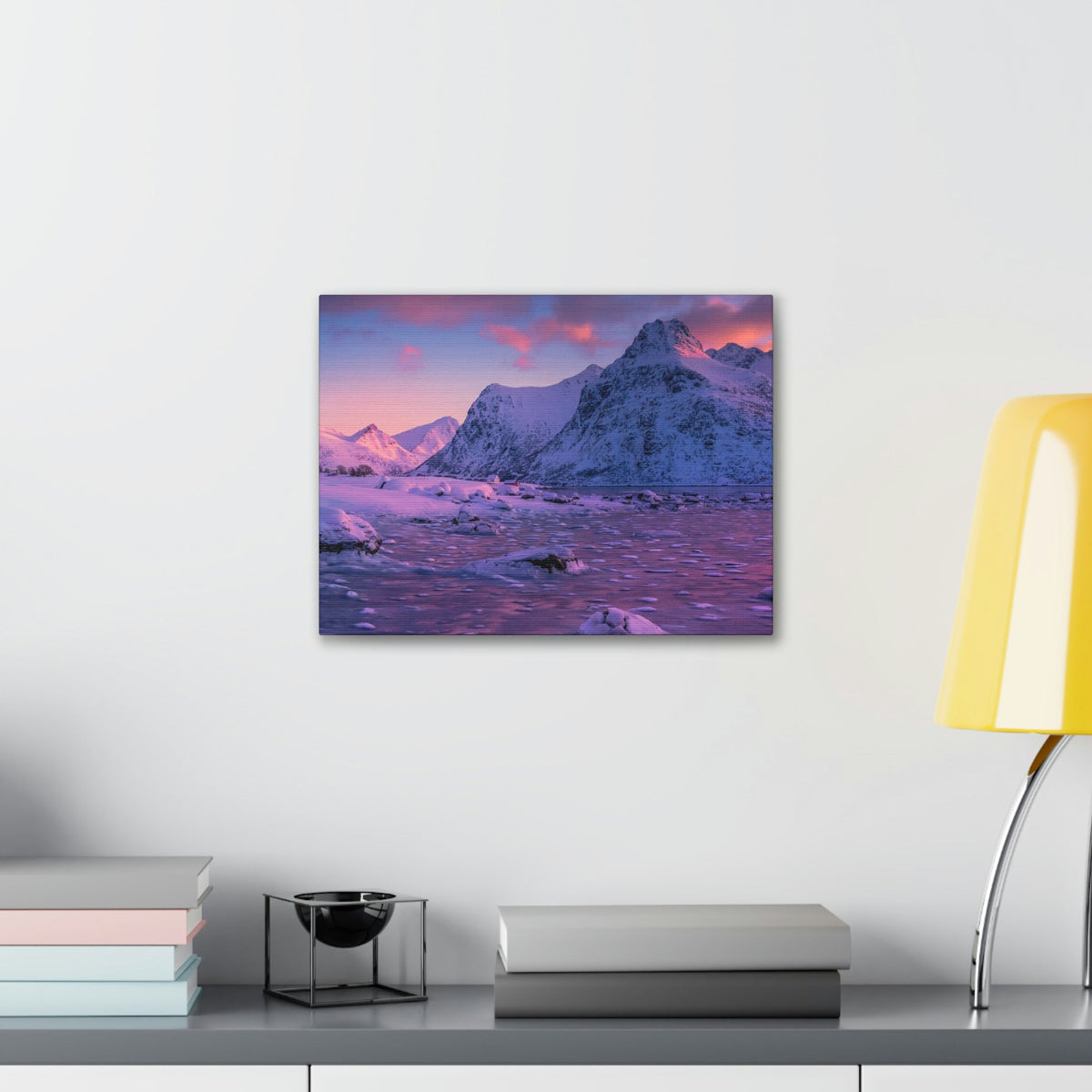 Surprising Sunset View on Snowy Mountain Scene Beautiful Charming and Spectcular Beauty Nature Scene Frozen Mountain Under Vivid Sunlight Wall Art Ready to Hang Unframed-Express Your Love Gifts
