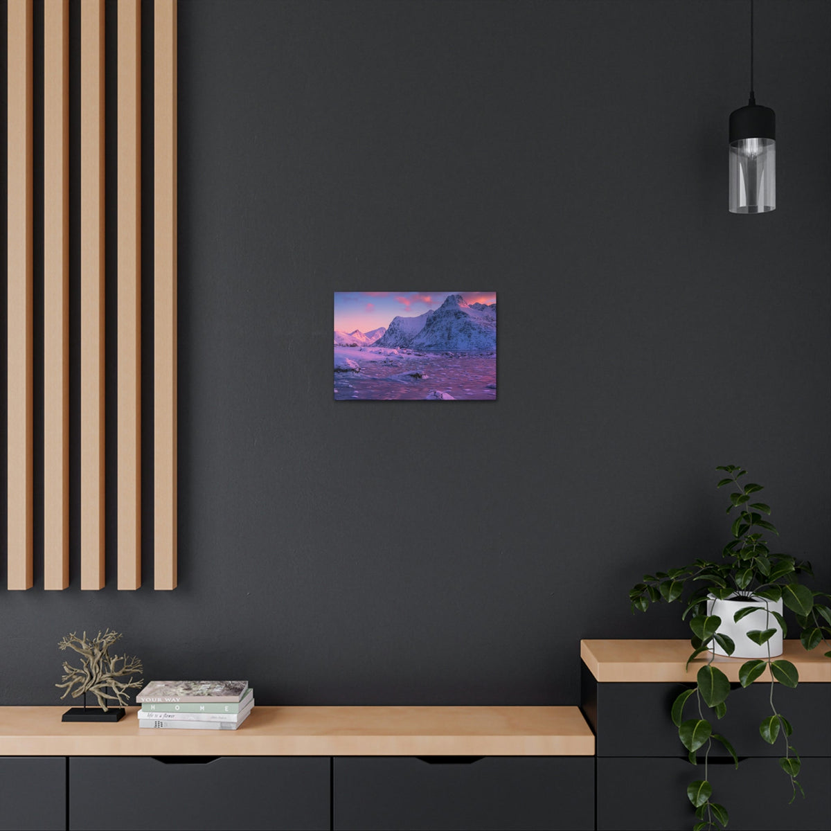 Surprising Sunset View on Snowy Mountain Scene Beautiful Charming and Spectcular Beauty Nature Scene Frozen Mountain Under Vivid Sunlight Wall Art Ready to Hang Unframed-Express Your Love Gifts