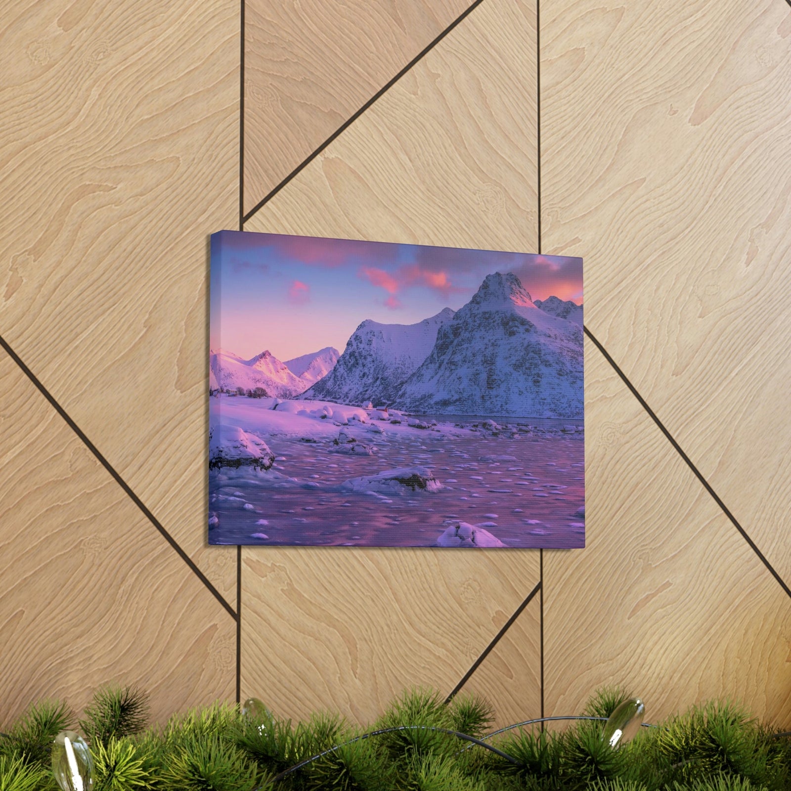 Surprising Sunset View on Snowy Mountain Scene Beautiful Charming and Spectcular Beauty Nature Scene Frozen Mountain Under Vivid Sunlight Wall Art Ready to Hang Unframed-Express Your Love Gifts