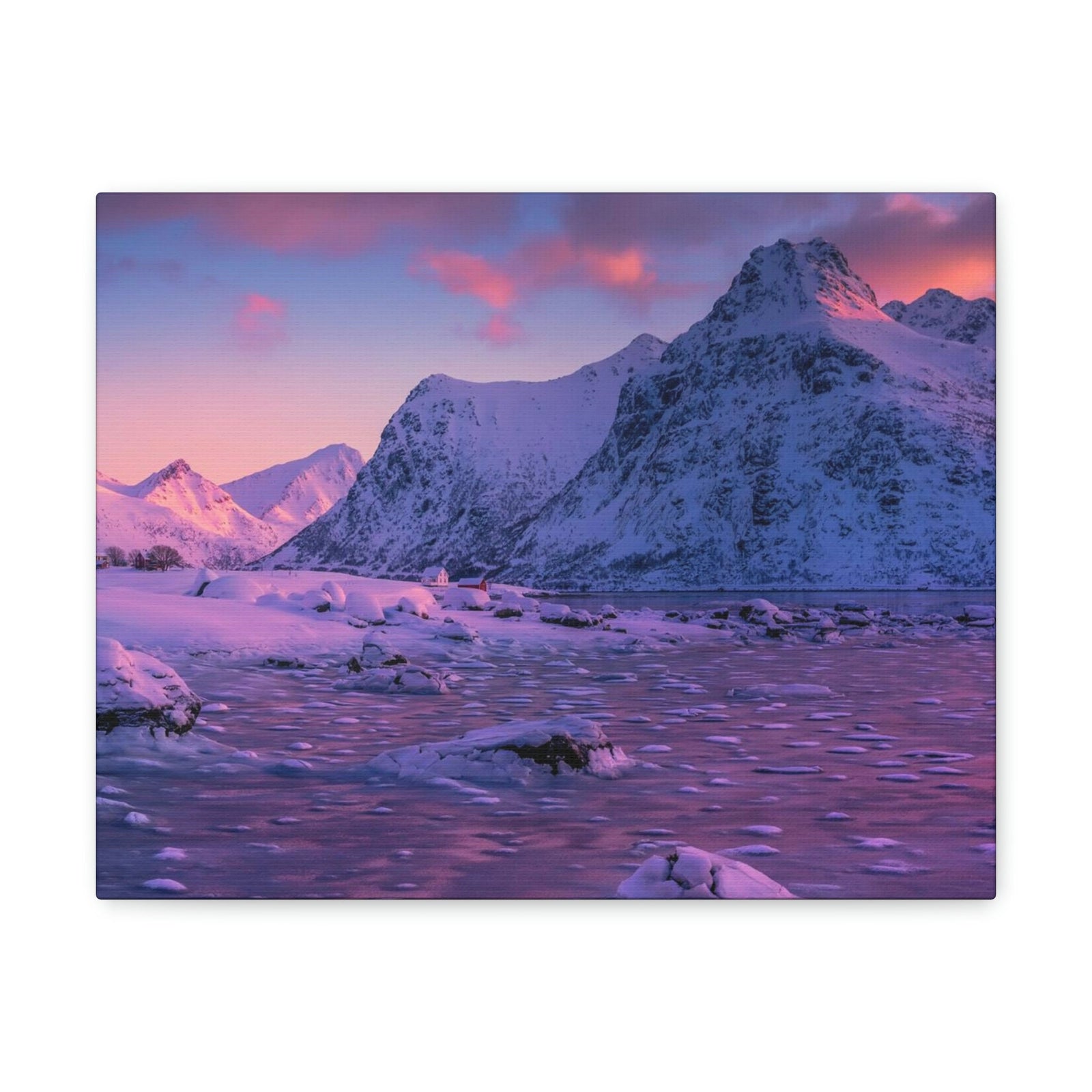 Surprising Sunset View on Snowy Mountain Scene Beautiful Charming and Spectcular Beauty Nature Scene Frozen Mountain Under Vivid Sunlight Wall Art Ready to Hang Unframed-Express Your Love Gifts