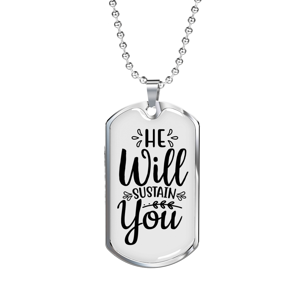 Sustain You Christian Necklace Stainless Steel or 18k Gold Dog Tag 24" Chain-Express Your Love Gifts