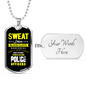 Sweat Dries Blood Clots Necklace Stainless Steel or 18k Gold Dog Tag 24"-Express Your Love Gifts
