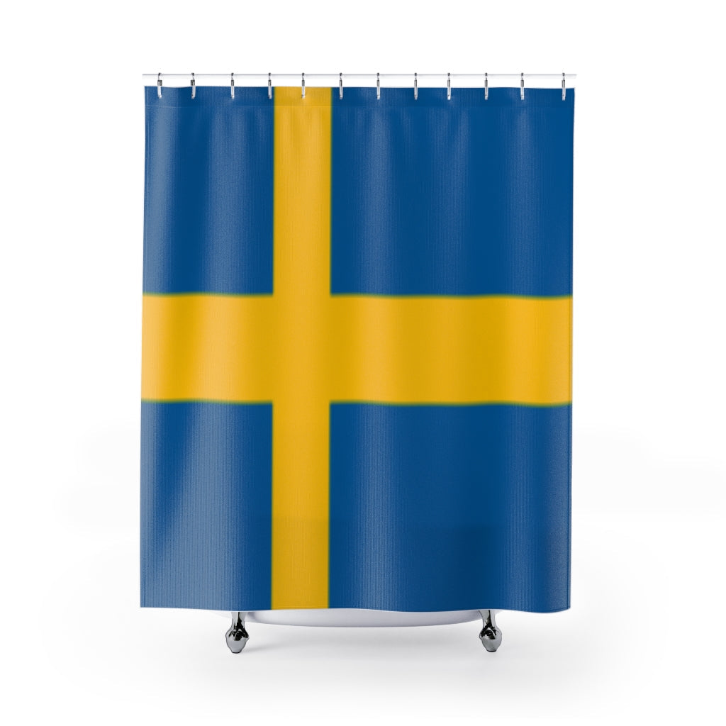 Sweden Flag Stylish Design 71" x 74" Elegant Waterproof Shower Curtain for a Spa-like Bathroom Paradise Exceptional Craftsmanship-Express Your Love Gifts