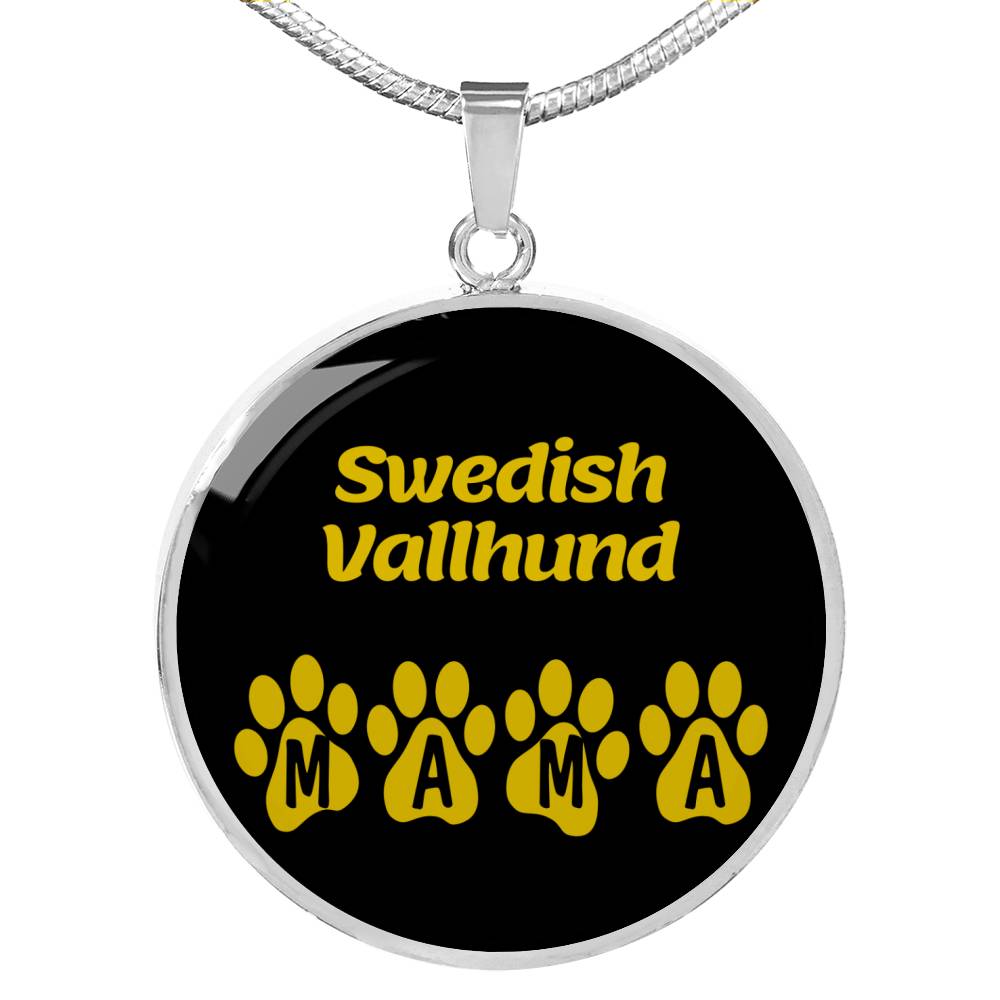 Swedish Vallhund Mama Circle Necklace Stainless Steel or 18k Gold 18-22" Dog Owner Lover-Express Your Love Gifts