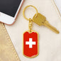 Switzerland Flag Keychain Dog Tag Stainless Steel or 18k Gold-Express Your Love Gifts