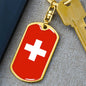 Switzerland Flag Keychain Dog Tag Stainless Steel or 18k Gold-Express Your Love Gifts