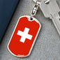 Switzerland Flag Keychain Dog Tag Stainless Steel or 18k Gold-Express Your Love Gifts