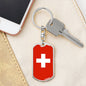 Switzerland Flag Keychain Dog Tag Stainless Steel or 18k Gold-Express Your Love Gifts