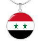 Syria Flag Necklace Circle Pendant Stainless Steel or 18k Gold 18-22"-Express Your Love Gifts