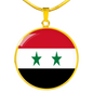 Syria Flag Necklace Circle Pendant Stainless Steel or 18k Gold 18-22"-Express Your Love Gifts