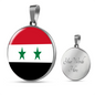 Syria Flag Necklace Circle Pendant Stainless Steel or 18k Gold 18-22"-Express Your Love Gifts