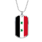 Syria Flag Necklace Stainless Steel or 18k Gold Dog Tag 24" Chain-Express Your Love Gifts
