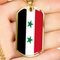 Syria Flag Necklace Stainless Steel or 18k Gold Dog Tag 24" Chain-Express Your Love Gifts