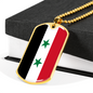Syria Flag Necklace Stainless Steel or 18k Gold Dog Tag 24" Chain-Express Your Love Gifts